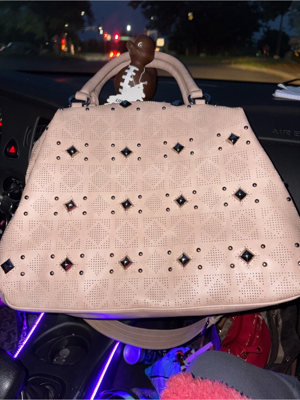 Steve Madden Blush Pink Studded Perforated Tote